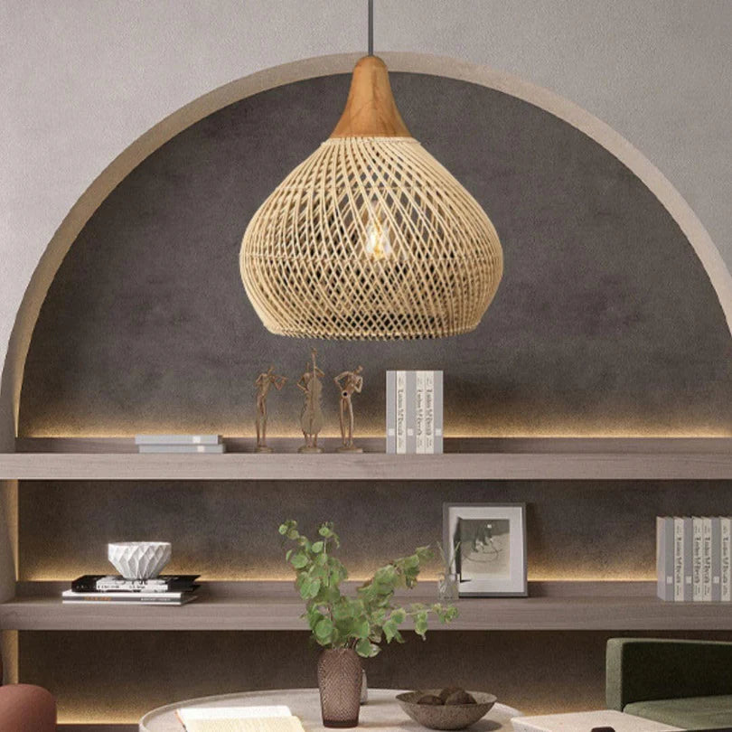 Luminaire suspension rotin