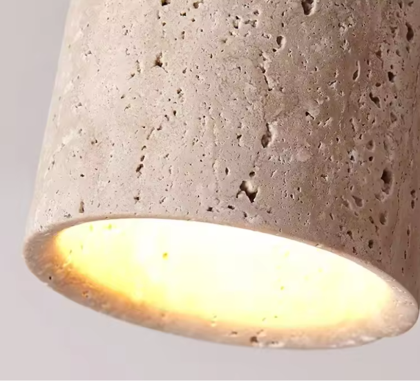 Luminaire Plafonnier en Travertin et Bois