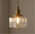 Luminaire Suspension Vintage en Laiton Rustique et en Verre