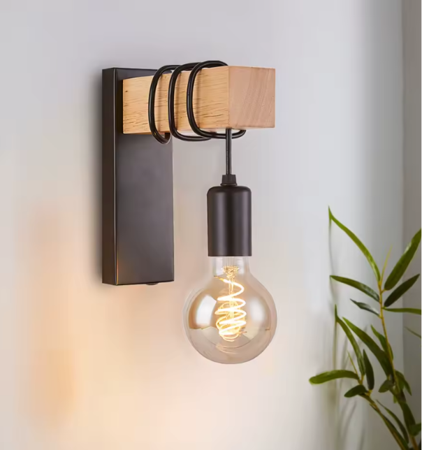 Applique Murale Industrielle avec bois