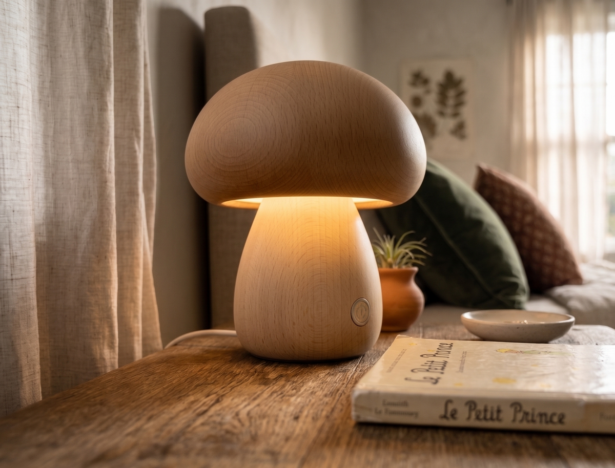 Lampe de Chevet Bois Champignon