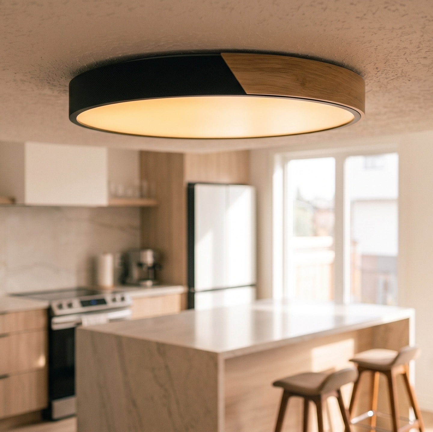 Luminaire Plafonnier rond moderne bois