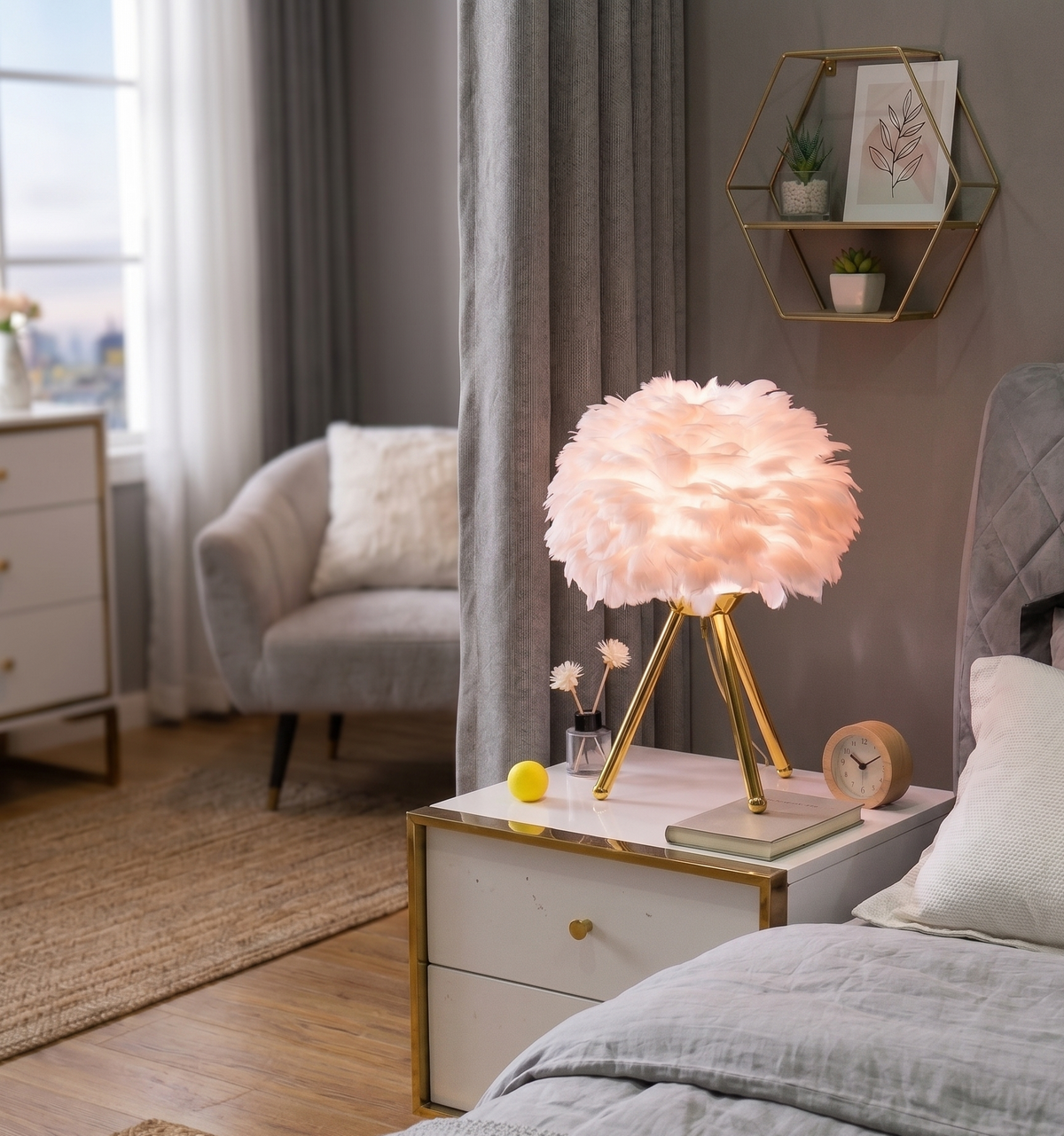 Lampe de Table avec plume