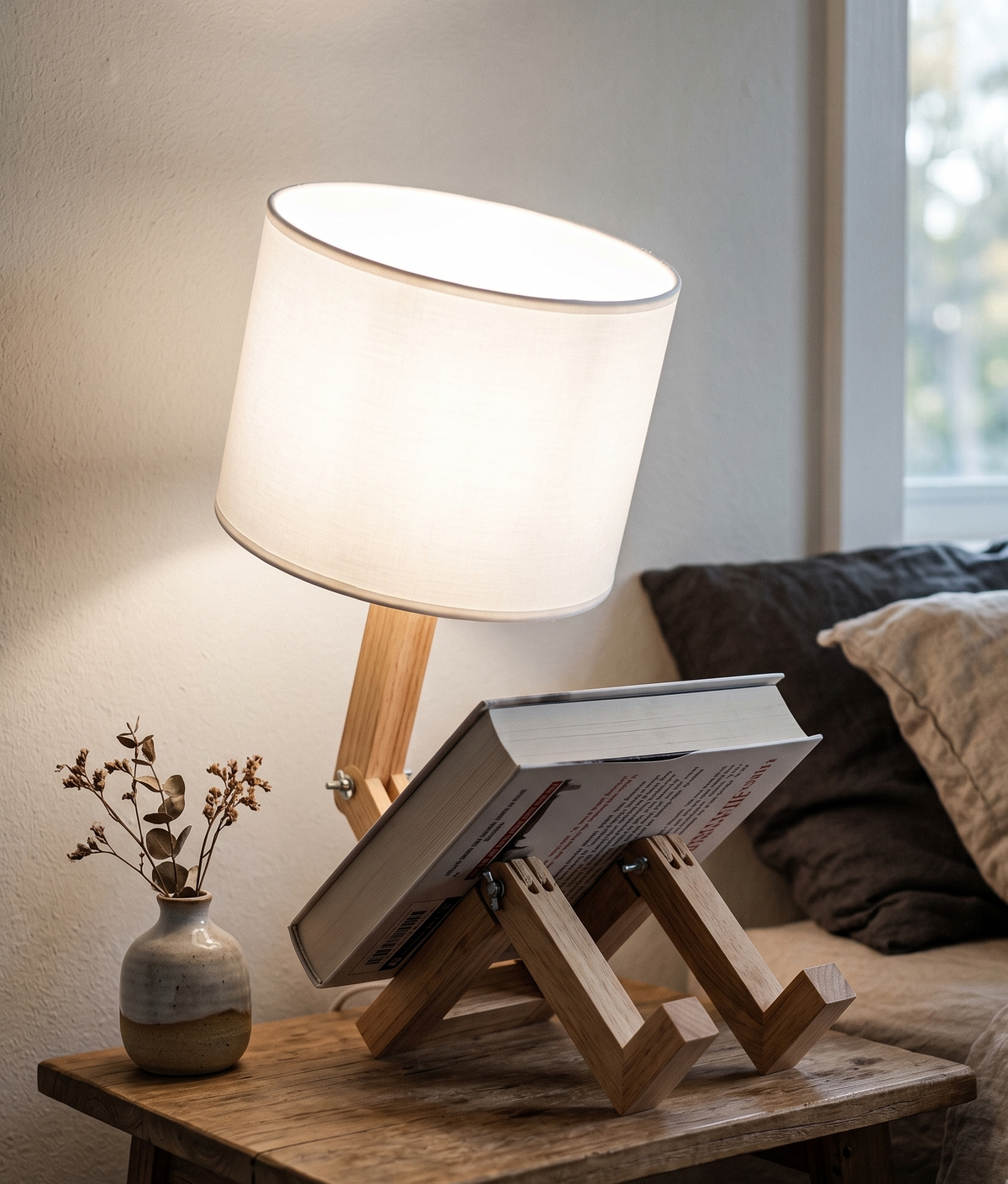 Lampe de Chevet Bois Range Livre