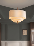Luminaire Suspension bois avec abat-jour en tissu