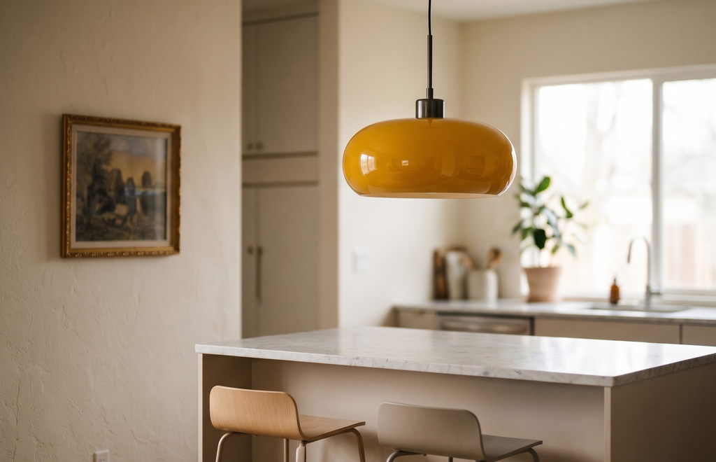 Lustre Suspension Rétro en Verre Soufflé