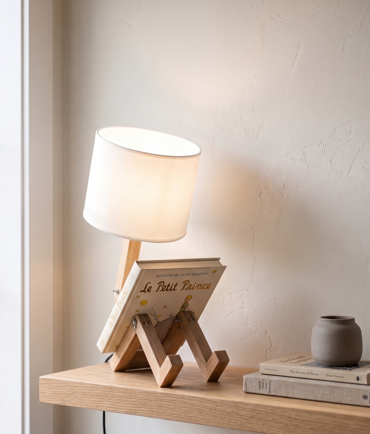 Lampe de Chevet Bois Range Livre