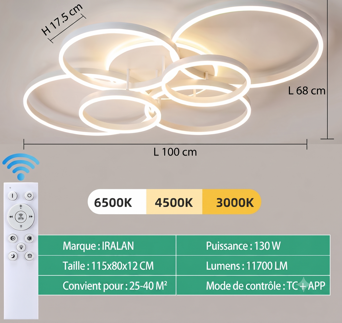 Plafonnier Design Moderne Blanc