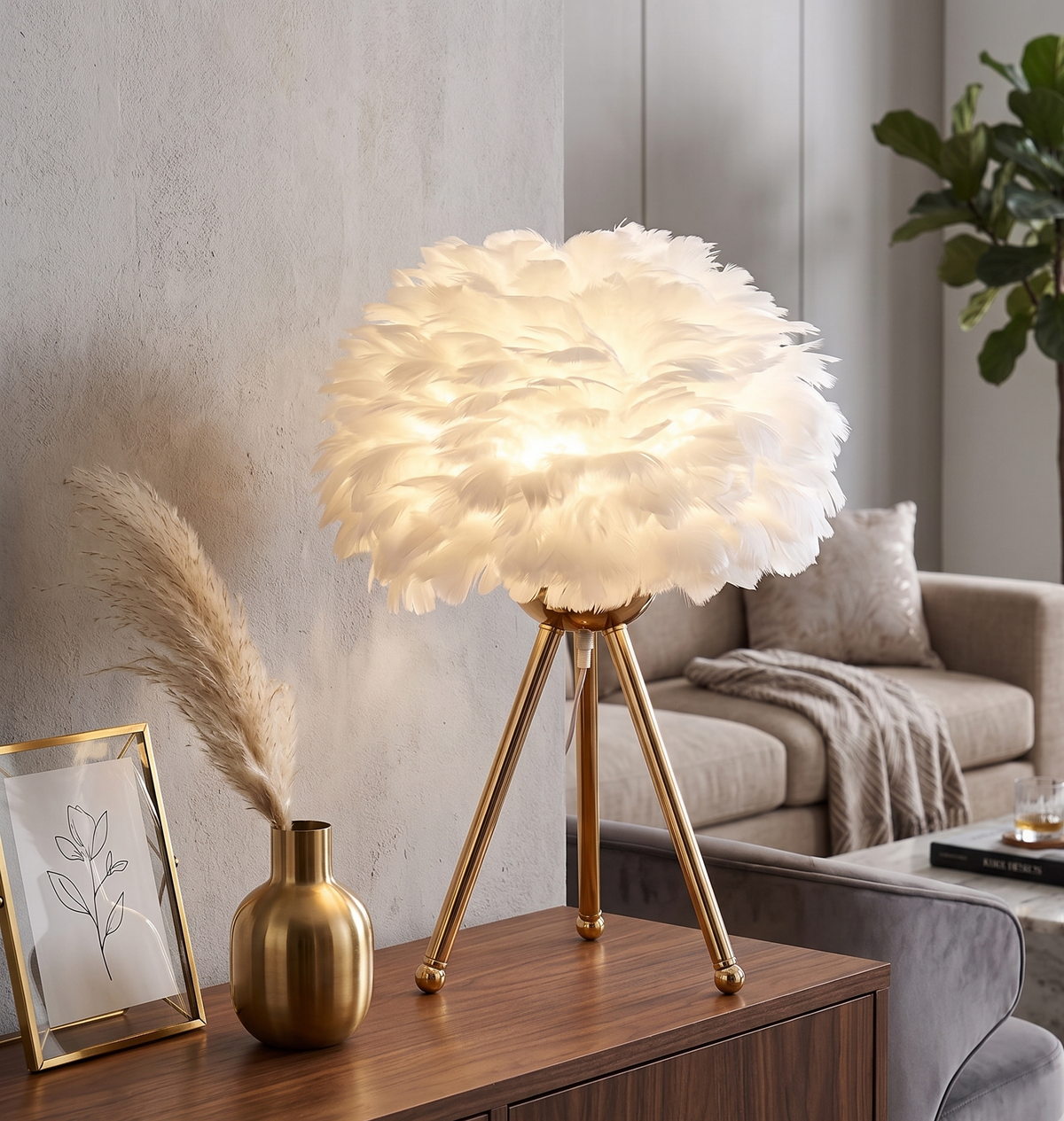 Lampe de Table avec plume
