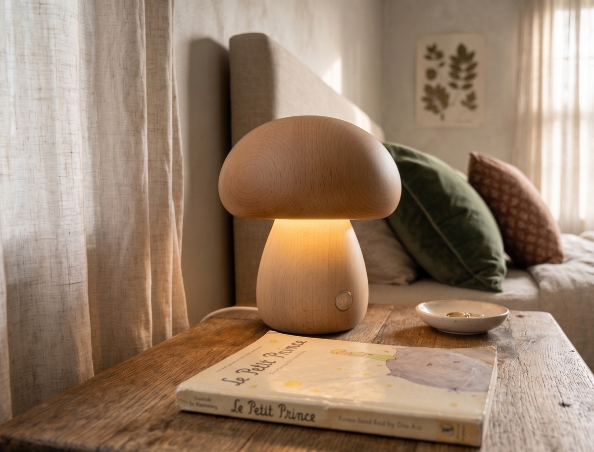 Lampe de Chevet Bois Champignon