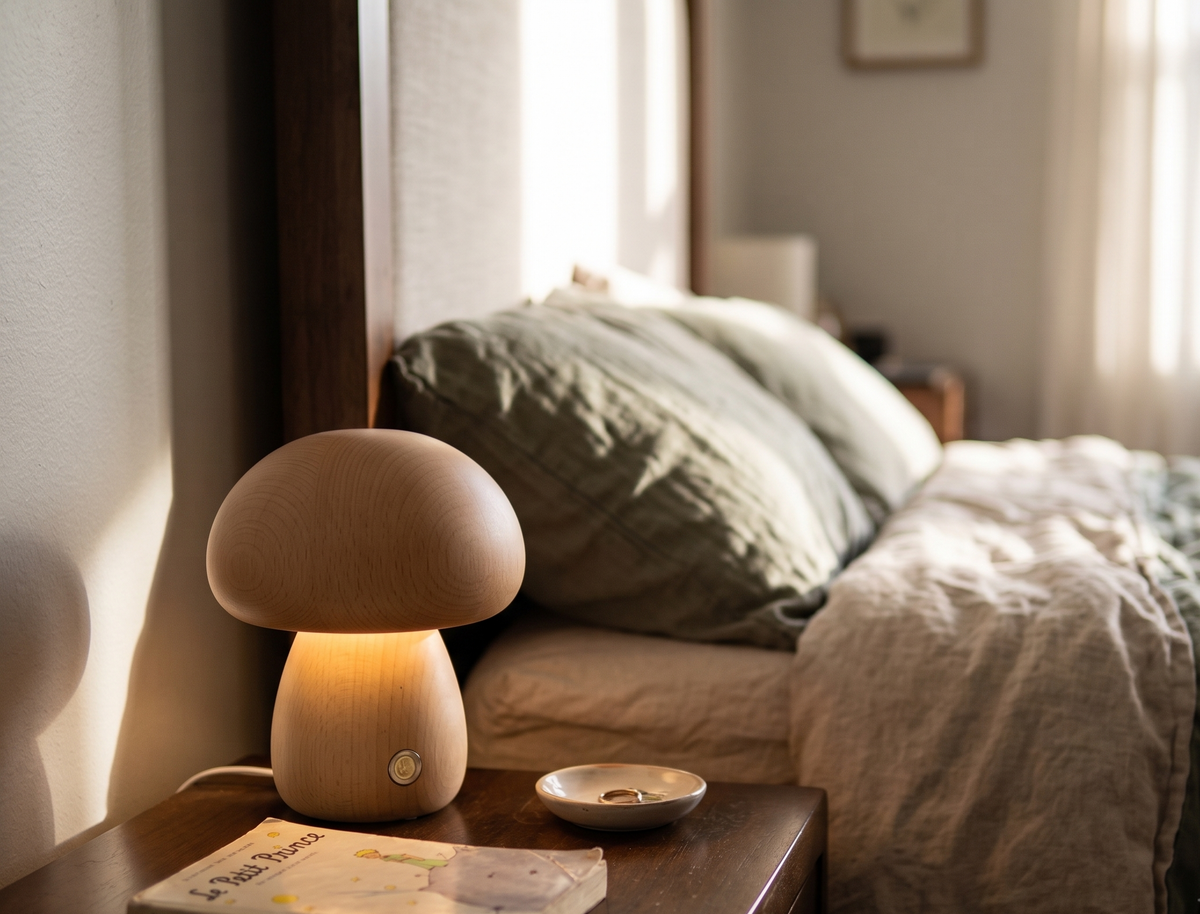 Lampe de Chevet Bois Champignon