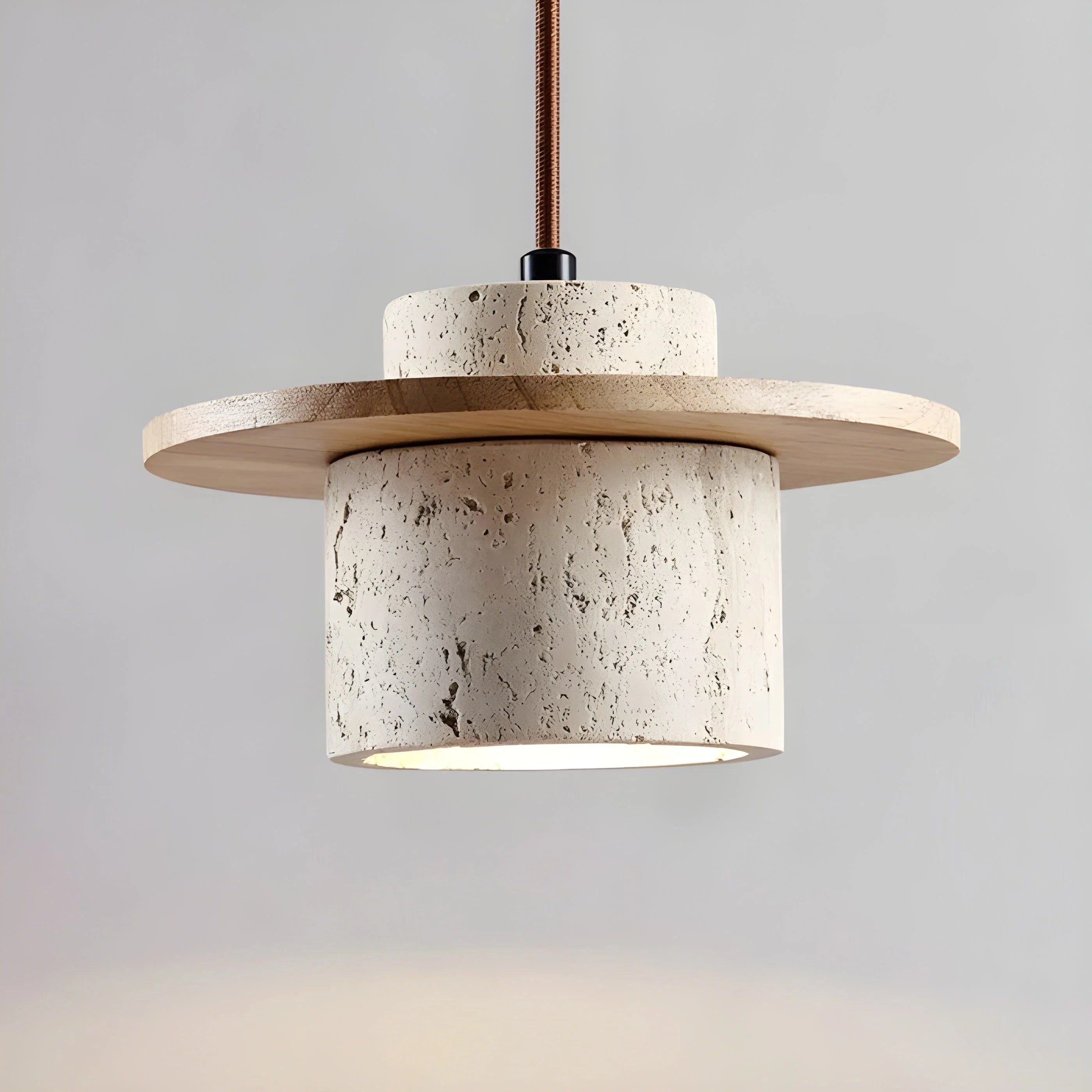 Luminaire Suspension en Pierre Naturelle et Bois
