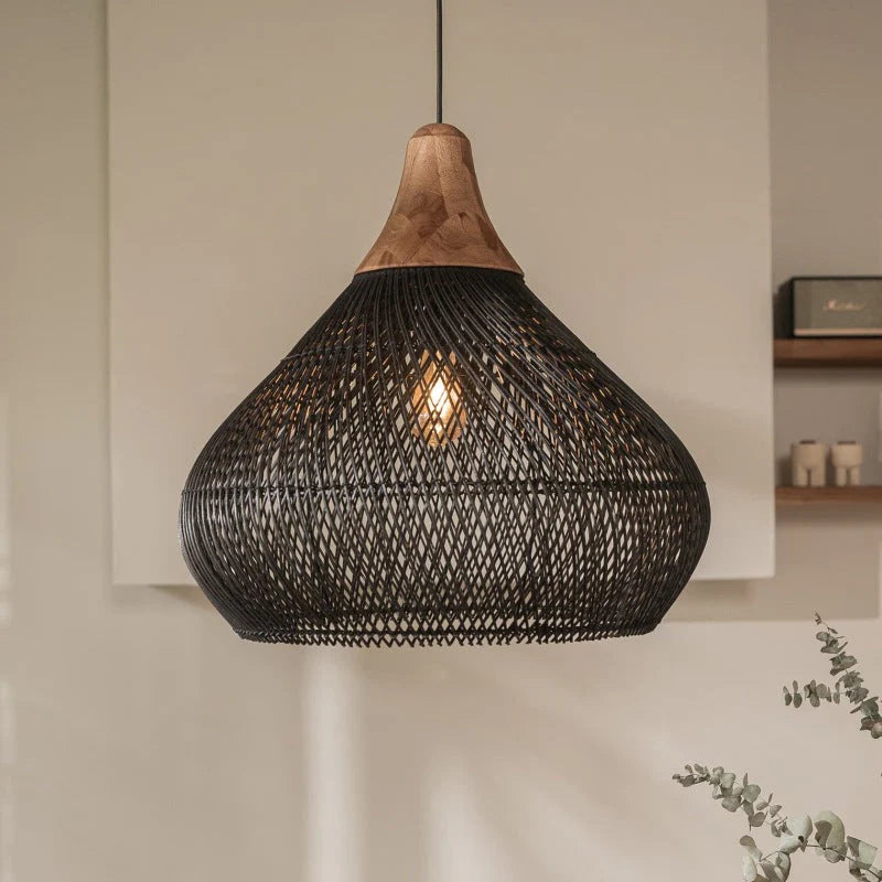 Luminaire suspension rotin