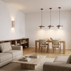 Lot en pierre naturelle : suspension pierre et bois avec applique murale