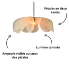 Suspension fleur en tissu écru de 50 cm de diamètre