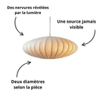 Suspension soucoupe en soie sur armature nervurée, 30 ou 40 cm