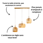 Suspension trio LED Ambra à trois globes en verre ambré ou gris fumé